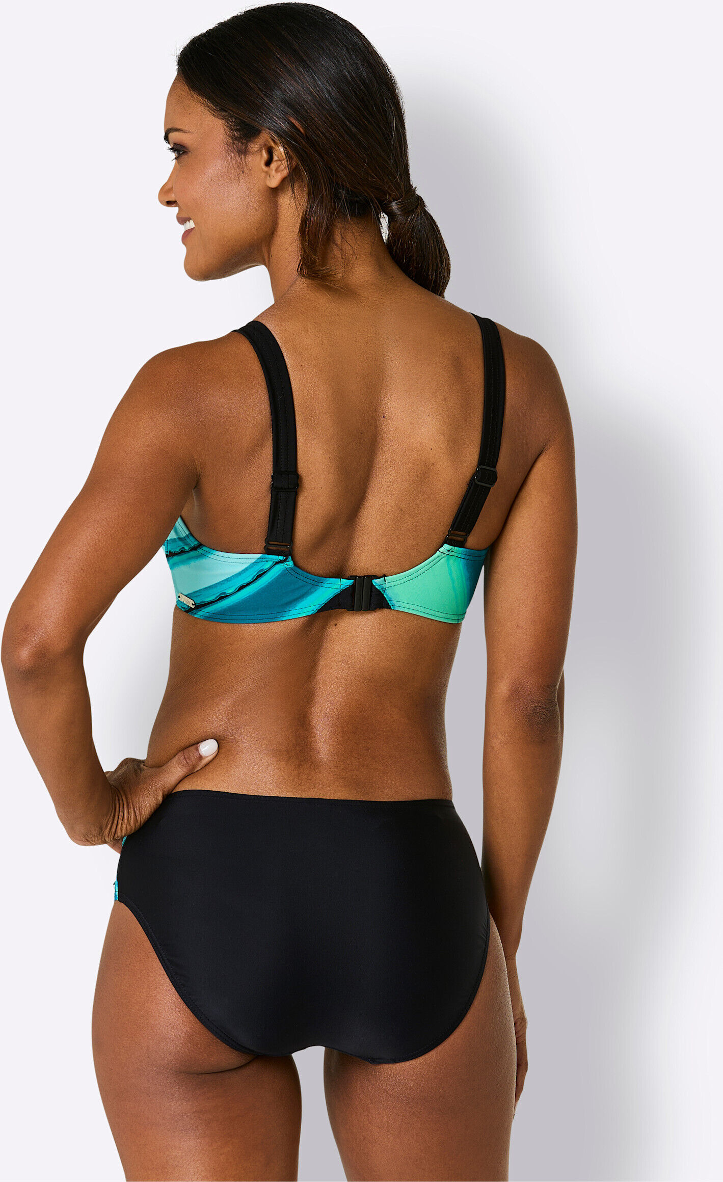 Bügel-Bikini WITT "Bikini Bikini", Damen, Gr. 38, Cup C, bunt (schwarz, türkis), Modisch, Bikini-Sets Bügel-Bikini