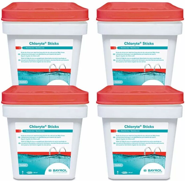 Chloryte Stick Bayrol - chlore lent non stabilisé - 18 kg (4 seaux de 4,5 kg)