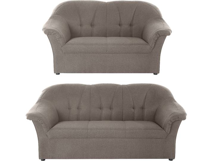 Polstergarnitur DOMO COLLECTION Pegnitz , grau (stone), Struktur fein, 100% Polyester, Sitzmöbel-Sets, Polstergarnitur, 3-Sitzer & 2-Sitzer-Set