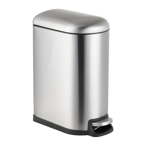 Relaxdays Pedaalemmer 10 liter met softclose en afneembare binnenemmer, RVS, zilver