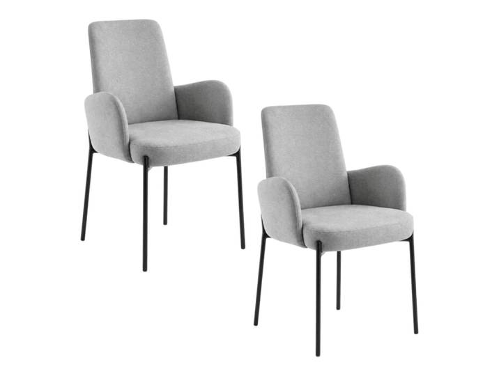 Fauteuil de table gris clair pieds noirs (x2)