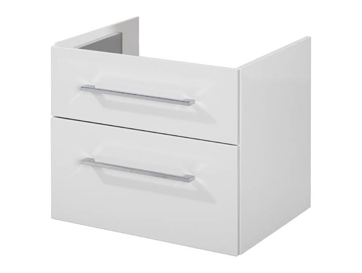 Waschtischunterschrank Lara 2 Schubladen 60cm Weiß/Hochglanz Weiß