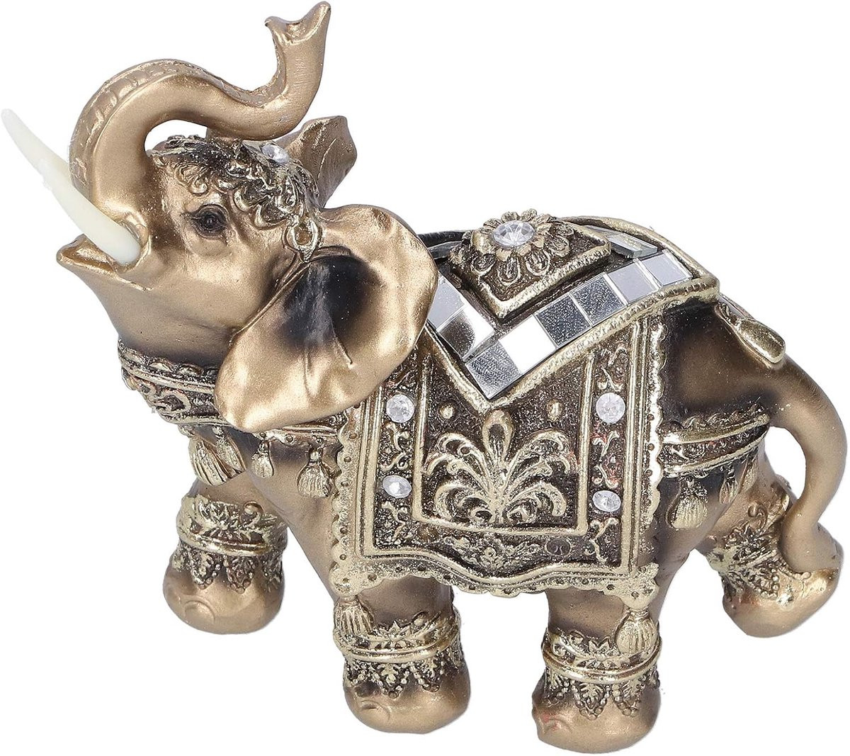 Handgemaakt goud olifant beeldje als gelukssymbool voor woondecoratie