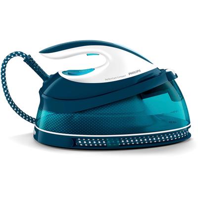 PHILIPS Dampfbügelstation "GC7844/20 PerfectCare Compact", blau (blau, weiß), Dampfbügelstationen, 2.400 Watt, OptimalTemp, 400 gr Dampfstoß
