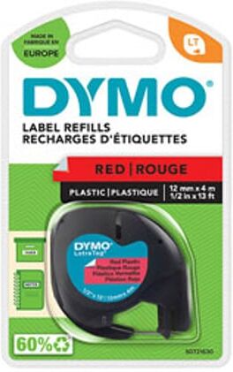Dymo fita de plástico 91203 (S0721630) vermelha 12mm x 4m