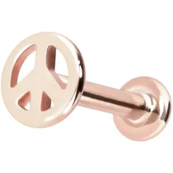 14 Karat Gold Labret mit Innengewinde PEACE-ZEICHEN