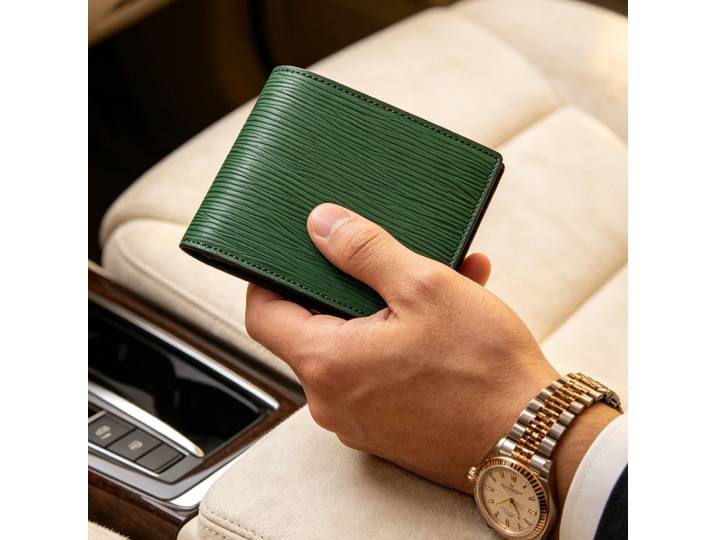 Hiram Beron – portefeuille à deux volets pour hommes, nom personnalisé, Style robe en cuir EPI, produits de luxe, cadeau pour ami, livraison directe