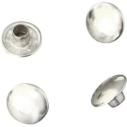 1000 Doppelhohlnieten, Oberteil, Typ A, 9 mm Kopfdurchmesser, 1000 Stück, Eisen, silber