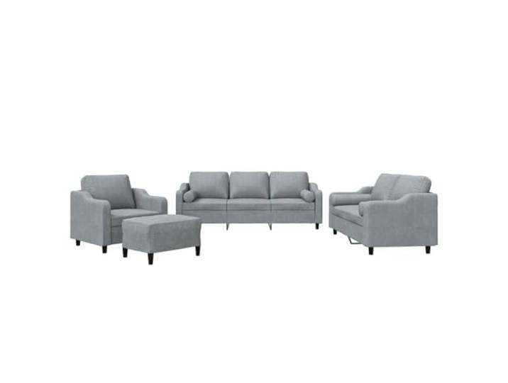 GHVBNMF Sofagarnitur 4-Teilig mit Sessel & Hocker Polstersofa Hellgrau Eleganter 4-teiliger Couchset-Komplex für Ihr Wohnzimmer: Enthält 3-Sitzer, 2-Sitzer, Sessel und Hocker aus Stoff.