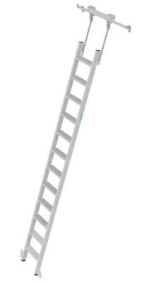 Stufen-Regalleiter, aluminium, fahrbar, 12 Stufen