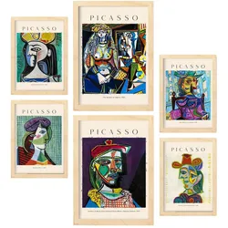 POSTER Set Mit 6 Picasso Sammlung A3 & A4 Rahmen Aus Hellem Holz