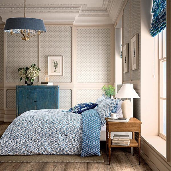 English Heritage St John's Trellis Duvet Cover Set Super King Size Blue