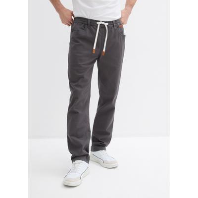 Schlupfhose BONPRIX, Herren, Gr. 54, N-Gr, grau (anthrazit), Obermaterial: 98% Baumwolle, 2% Elasthan, regular fit lang, Hosen Schlupfhose, in Stretch-Qualität, mit elastischem Bund, Regular Fit, im Casual-Stil