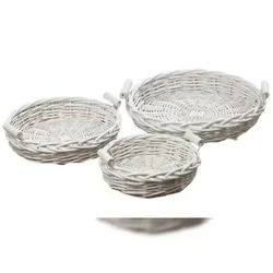 Dekotablett Vintage Ratan Landhaus weiß 3er Set