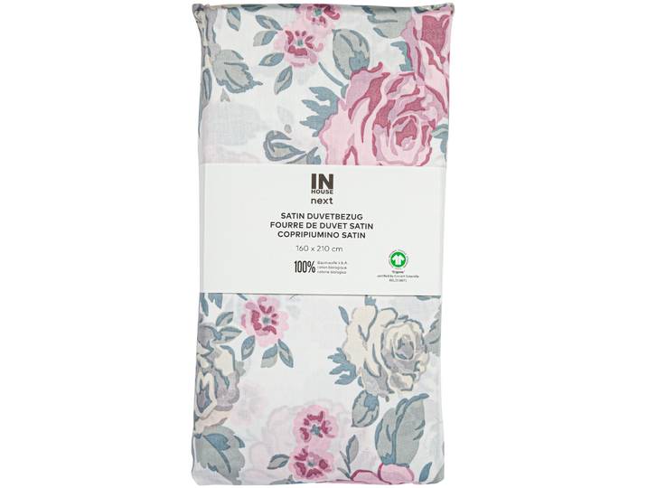 Inhouse Duvet Gots Satin 160x210 Rosen weiss