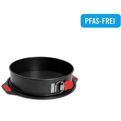 Springform WOLL "Woll Let's bake Kuchenform, Backform, rund", schwarz, T:7cm Ø:26cm, Aluminium, Küchenformen, mit Antihaftversiegelung und integrierten Silikongriffen, PFAS-Frei