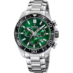 Festina F20042/3 Herren-Chronograph Stahl/Grün mit Saphirglas