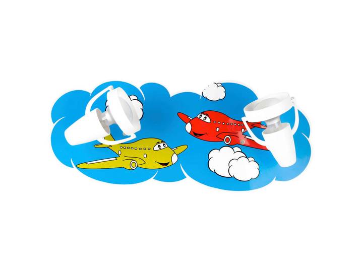 Kinderwandleuchte Flugzeuge 2-fl, Blau, Gelb, Rot, Kunststoff, 44x16x19 cm, Lampen & Leuchten, Innenbeleuchtung, Kinderzimmerlampen, Kinderwandleuchten