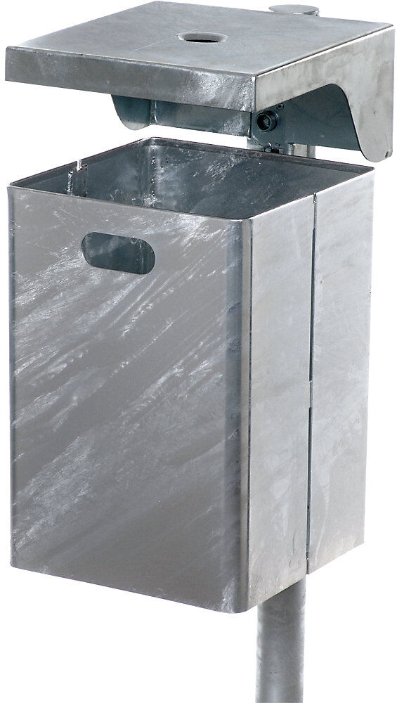 kaiserkraft Abfallbehälter für außen, feuerverzinkt, Volumen 50 l, BxHxT 310 x 685 x 360 mm, Haube orange