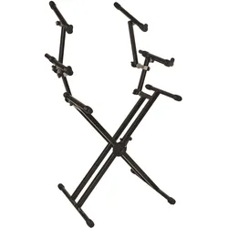 Quik Lok Verstellbare Tastaturständer mit kippbaren Ebenen und hoher Tragkraft (Keyboard), Instrumentenständer + Halter, Schwarz