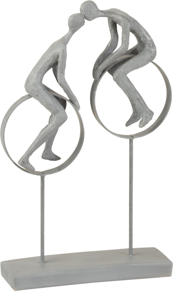 J-Line Decoratie Koppel Op Cirkels - Grijs - Polyresin