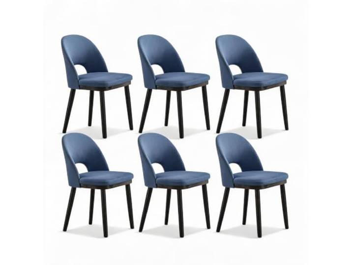 IDEALHOUSE Modernes Esszimmerstuhl‑Set 6er, Rückenlehne Durchbrüchen Blau Polsterstühle Esszimmerstühle mit 9 cm Dickem Schaumsitz, Ergonomischer Halbkreisförmiger Atmungsaktivem Rückenlehne
