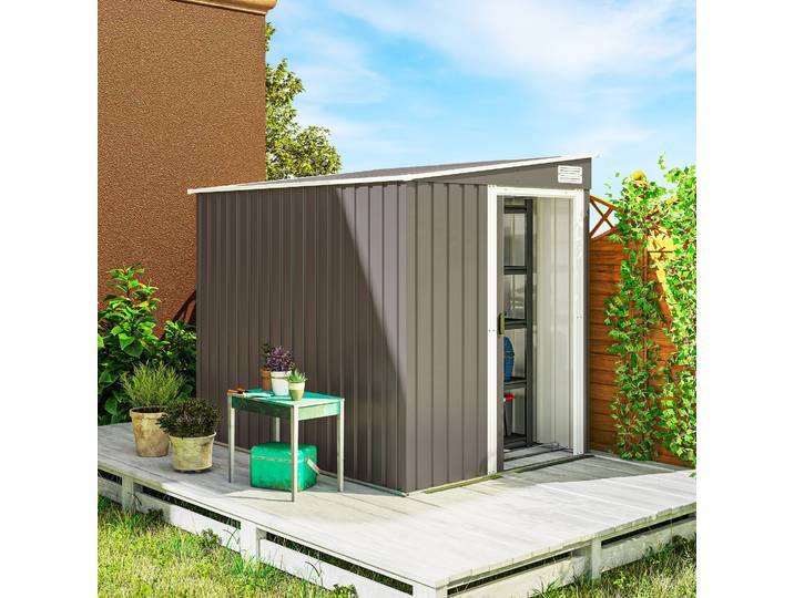 Outsunny Abri Jardin Métal 2,81m² Toit Pente avec Fondation
