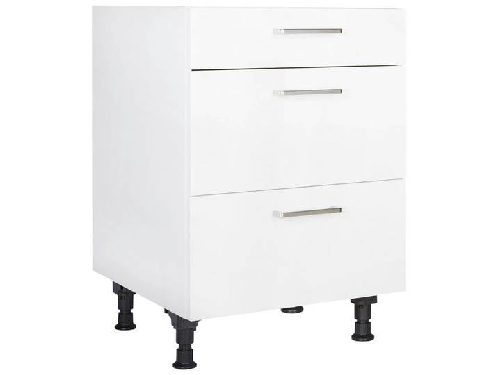 Kochfeldumbauschrank, Weiß, 60x87x56 cm, Metall, 3 Schubladen, Modern, Nobilia