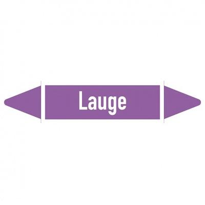 Aufkleber I Rohrleitungsetikett Lauge, DIN 2403, violett/weiß, für Ø 60-90mm, 252x52mm, 3/Bogen I 4 Stk