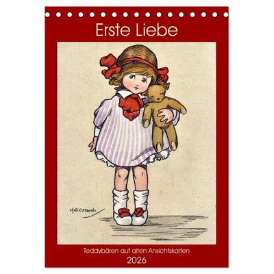 Erste Liebe - Teddybären auf alten Ansichtskarten (Tischkalender 2026 DIN A5 hoch), CALVENDO Monatskalender