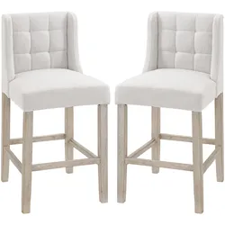 2ER-SET Barhocker moderne Küchenstühle Barstühle für Küche Leinen-Touch Holz