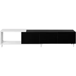 MODFU TV-Schrank aus MDF und Spanplatte in Schwarz/Weiß, ausziehbar, 258x38x48,5 cm