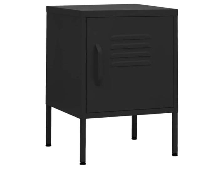 Heofavd Nachttisch Schwarz 35x35x51 cm Metall Beistelltisch mit Schloss