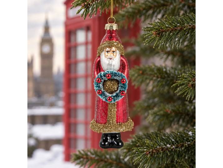 Weihnachtsschmuck: Weihnachtsmann aus mehrfarbigem Glas