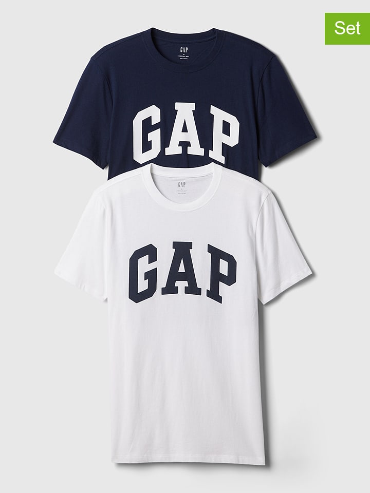 GAP 2er-Set: Shirts in Dunkelblau/ Weiß - XXL