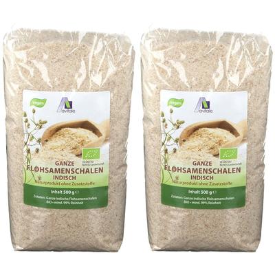 Avitale Ganze Flohsamenschalen aus Indien in Bio-Qualität x2 2x500 g Samen