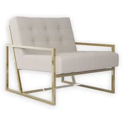 LOUNGESESSEL Duban Beige Bouclé-Stoff