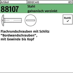 Flachrundschraube R 88107 Schlitz VG M6x35 Stahl 4.6 galv.verz. 200St.