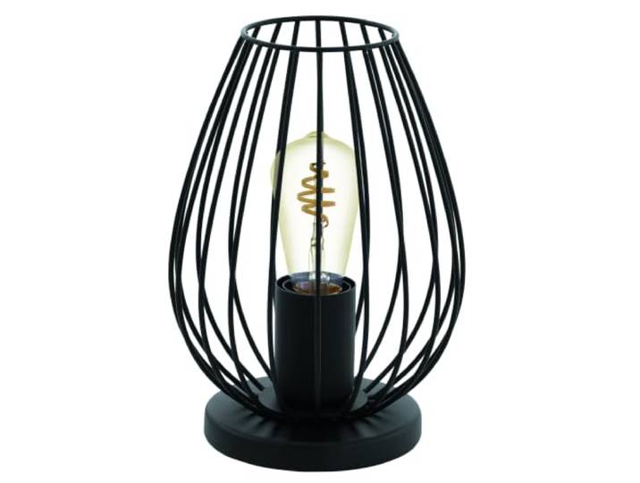 EGLO Lampe de table Newtown\, lampe de chevet vintage\, lampe de salon à poser en acier et tissu noir\, douille E27\, avec interrupteur