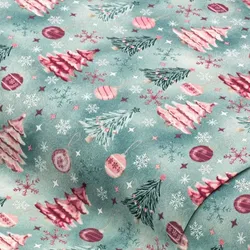 Baumwollstoff Weihnachtsbäume "Sina“, euklayptus-color