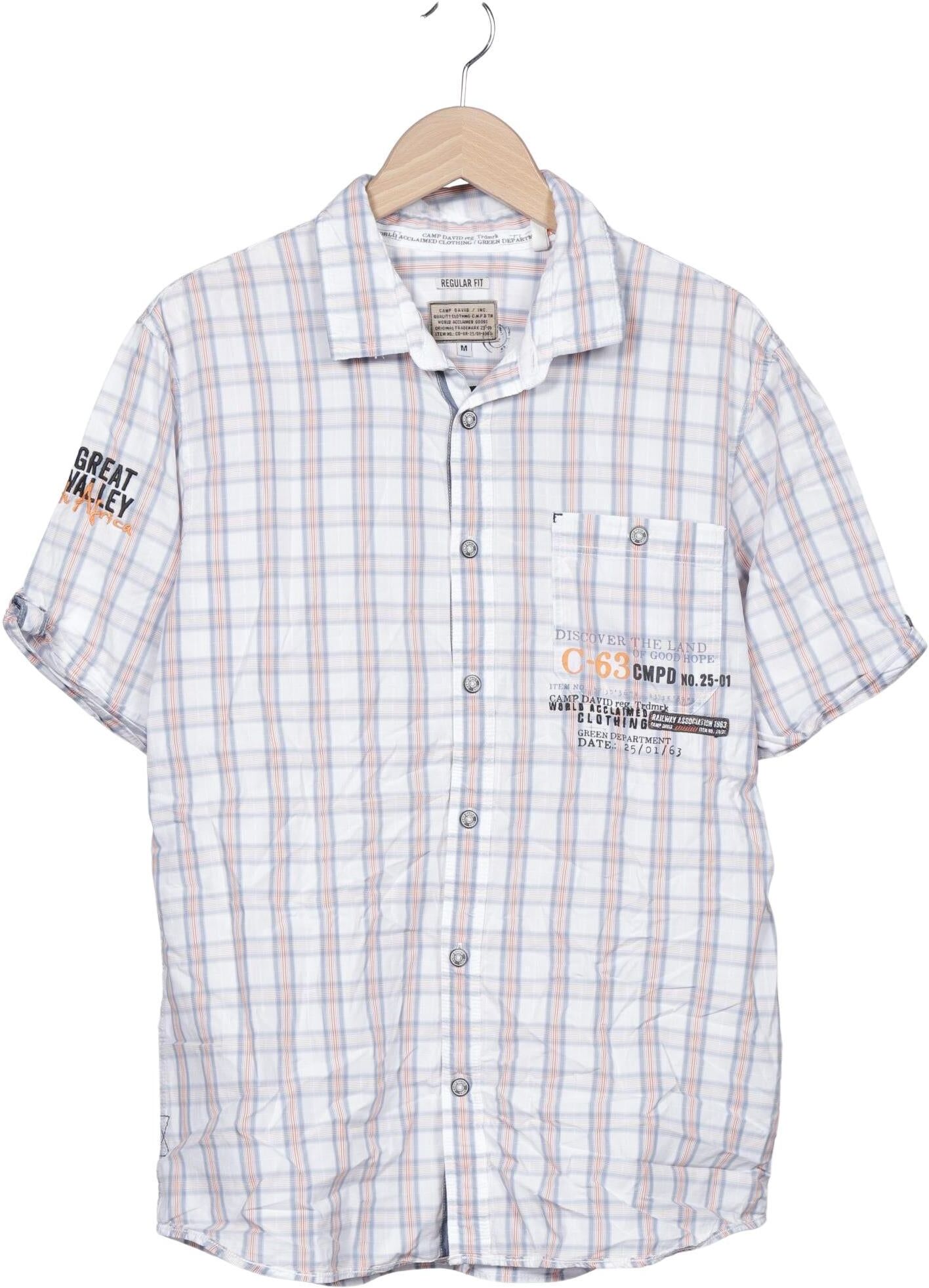 Camp David Herren Hemd, Mehrfarbig, Gr. M, Baumwolle - Second Hand