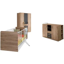 WIMEX Babyzimmer-Set Cariba 3tlg. Holzoptik Braun Eiche
