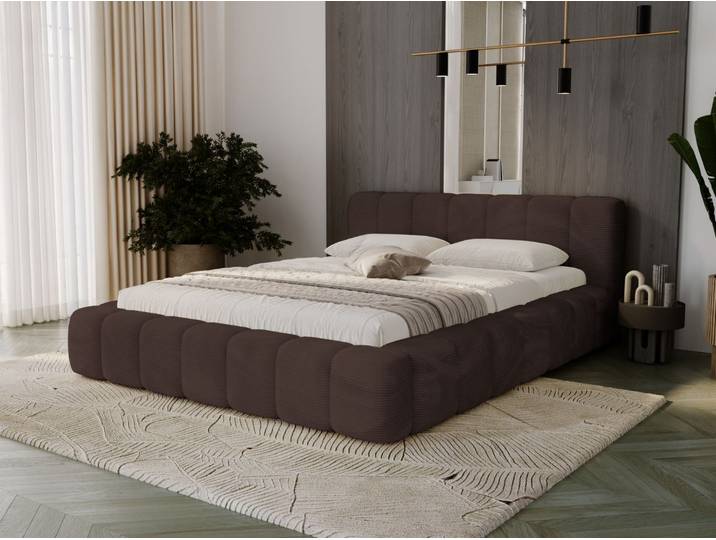 Polsterbett mit Bettkasten und Lattenrost 140x200 Ibiza Braun