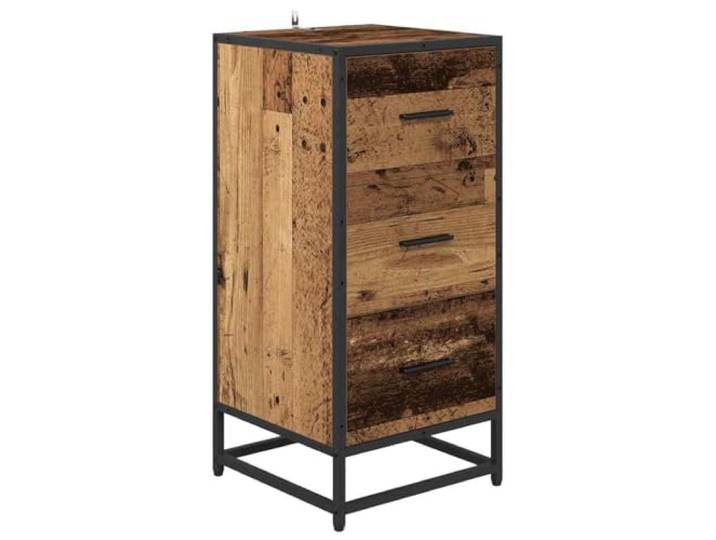 Fisinber Sideboard Kommode Altholz Optik Beistellschrank 35,5x35x76 cm Kompakter Holzwerkstoff Beistellschrank im Altholz Design mit geräumigen Fächern für Flur, Wohnzimmer und Büro.