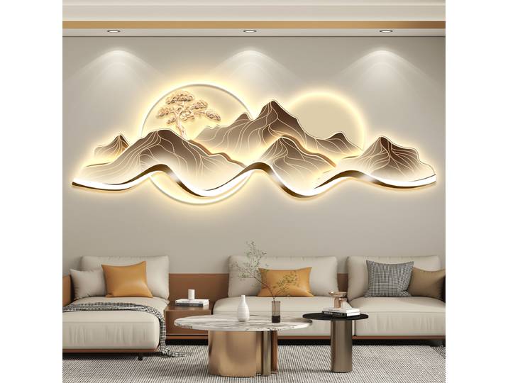 Lumière moderne de luxe nouvelle décoration de salon chinois peinture 3D atmosphère stéréoscopique canapé fond peinture murale lumières