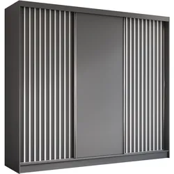 SCHWEBETÜRENSCHRANK Helios II 240/216/61 grau+weiß mit Schubladen