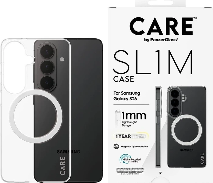 PanzerGlass CARE Hülle Samsung Galaxy S26 SL1M Qi klar + ein Jahr Garantie gegen Vergilbung