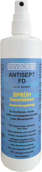 Toms Car HiFi Desinfektionsspray inovaclean 250 ml Sprühflasche VIRUZID, gegen Viren, Bakterien, Keime und Pilze.