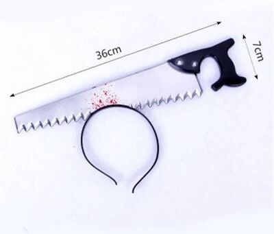 Inspired Living Bloody Weapon Halloween Headband Fake Knife Axe Saw Horror Costume Prop d
