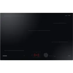 Samsung 80 cm Induktions-Kochfeld, 5 Kochzonen, Rahmenlos, WiFi , Magnetischer Bedienknebel und Sensortasten mit Slider, Flex Zone Plus, Schwarzes Glas, NZ85C6058FK/U1
